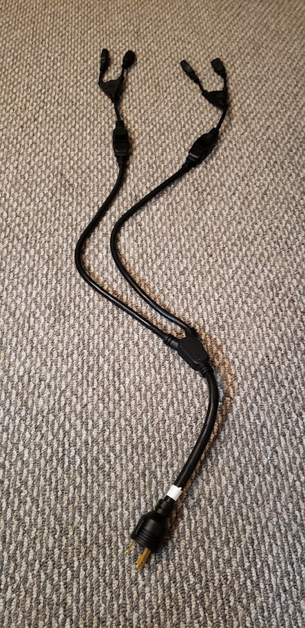 L6-30 plug to two C19(C20) outlets to four C13 outlets