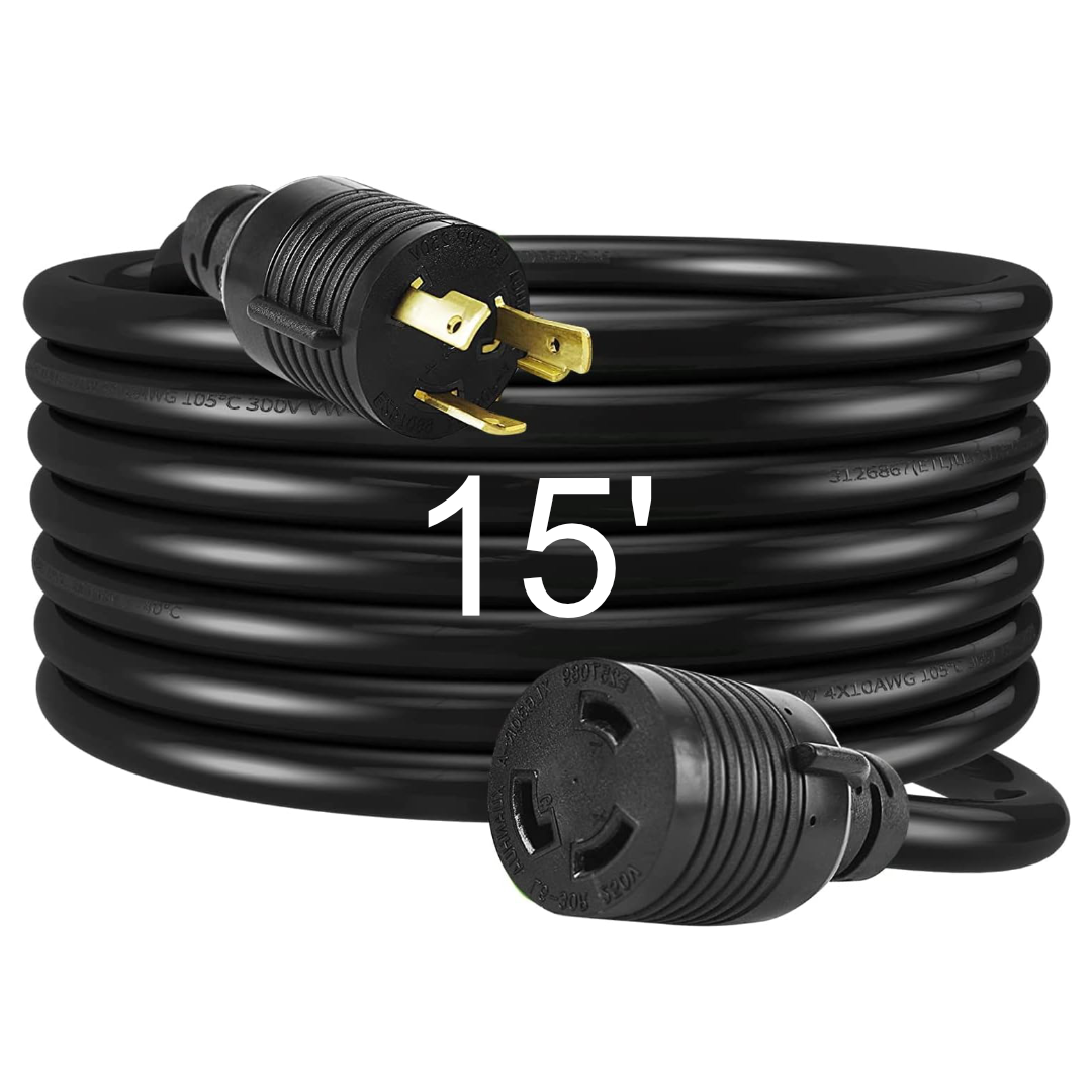 L6-30P to L6-30R Heavy Duty Extension Cord - 15'